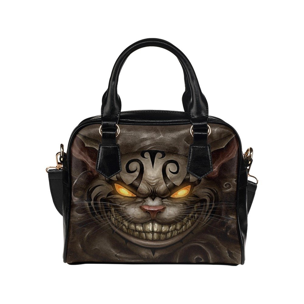 Scary Halloween Gray Cat  PU Leather Shoulder Handbag Bag