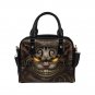 Scary Halloween Gray Cat  PU Leather Shoulder Handbag Bag