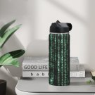 Matrix Raining Code Water Insulated Bottles With Straw Lid (18 OZ)