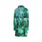 Women's Green Emerald Tiles Print Fleece Robe