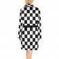 Women's Wednesday Theme Checkered Black White Fleece Robe