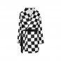 Women's Wednesday Theme Checkered Black White Fleece Robe