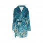 Women's Blue Gold Marble Fleece Robe