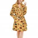 Women's Sunflower Flower Floral Fleece Robe