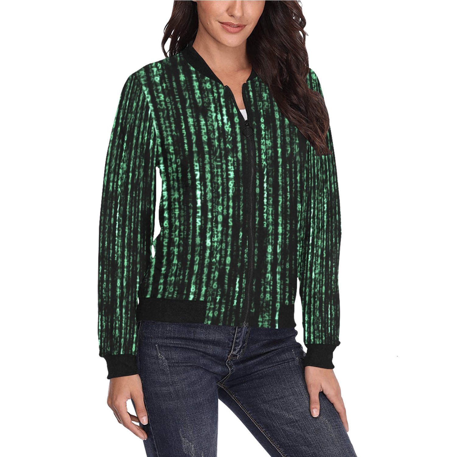 Matrix Raining Code Women's Bomber Jacket