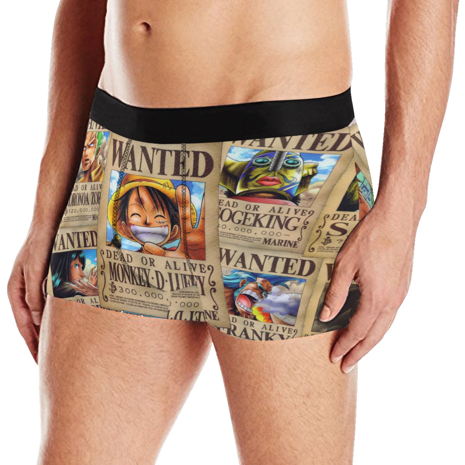 Men's Monkey D. Luffy Wanted Dead or Alive All Over Print Boxer Briefs