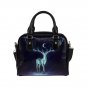 Deer and Moon in the Darkness PU Leather Shoulder Handbag Bag
