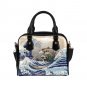 The Great Wave Tsunami Hokusai Anime Pirate Ship PU Leather Shoulder Handbag Bag