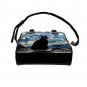 Cat Silhouette Watching Van Gogh Starry Night PU Leather Shoulder Handbag Bag