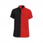Men's Two Tone Colors Black Red Short Sleeve Button Down Shirt (Size S-5XL)