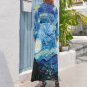 Woman Van Gogh Starry Night Long Sleeve High Neck Long Dress (Size XS to XL)