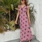Woman Anime Pink Asanoha Japanese Pattern Sleeveless Long Dress (Size S to 2XL)