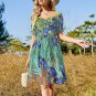 Woman Van Gogh Irises Floral Sweetheart Neck Puff Sleeve Dress (Size 2XS to 6XL)