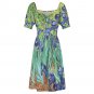 Woman Van Gogh Irises Floral Sweetheart Neck Puff Sleeve Dress (Size 2XS to 6XL)