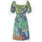 Woman Van Gogh Irises Floral Sweetheart Neck Puff Sleeve Dress (Size 2XS to 6XL)