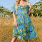 Woman Van Gogh Almond Blossom Sweetheart Neck Puff Sleeve Dress (Size 2XS to 6XL)