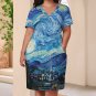 Woman's Starry Night Van Gogh Baggy Dress with Pockets (Size S to 5XL)