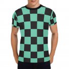 US SIZE Demon Anime Checkered Black Green Men's Full Print T-Shirt Tee