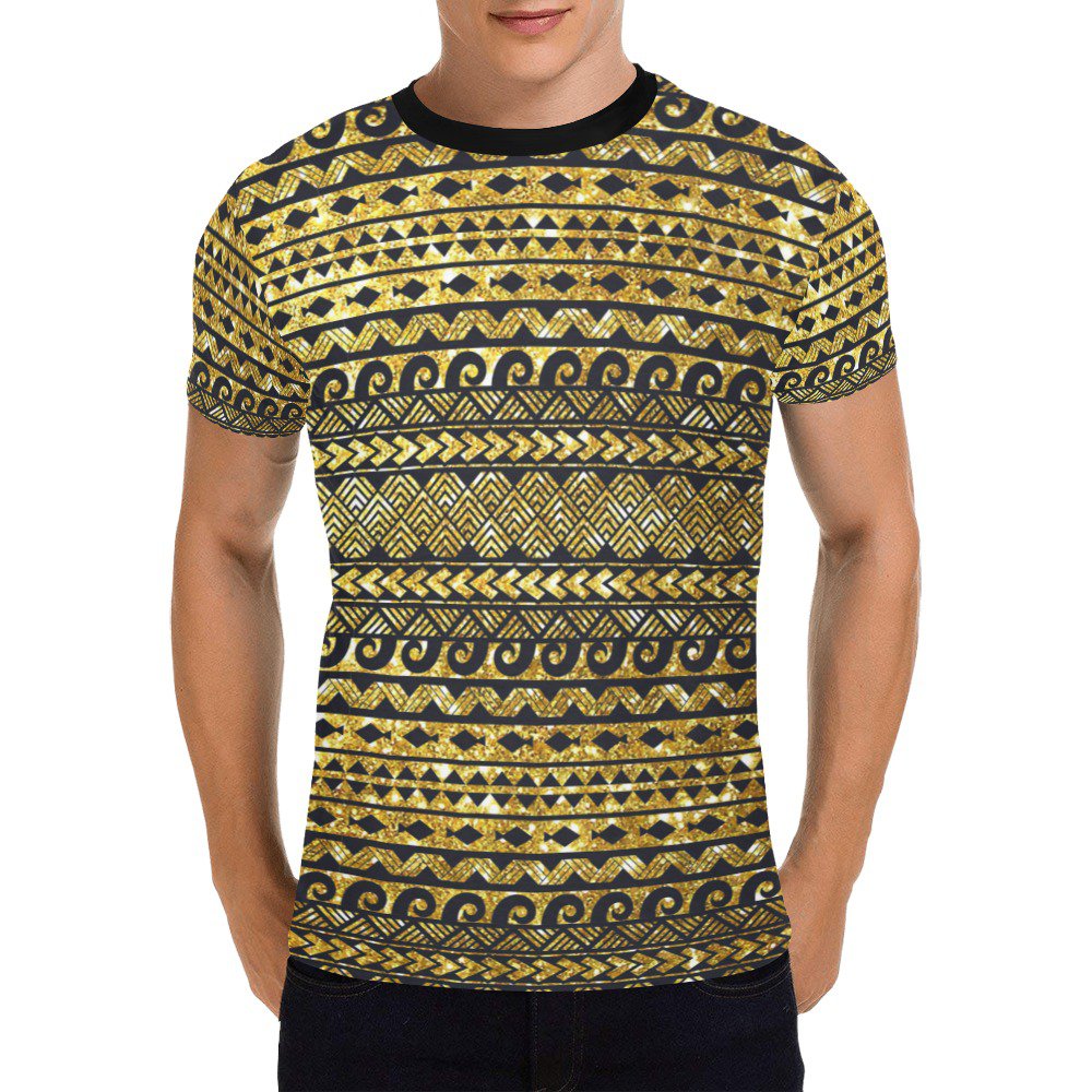 US SIZE Maori Tattoo Pattern Men's Full Print T-Shirt Tee