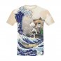 US SIZE The Great Wave Off with Pirate Ship Anime Men's Full Print T-Shirt Tee