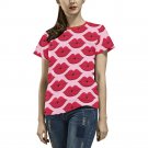 US SIZE Woman's Red Lips All Over Print T-shirt Tee