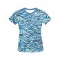US SIZE Woman's Blue Waves All Over Print T-shirt Tee