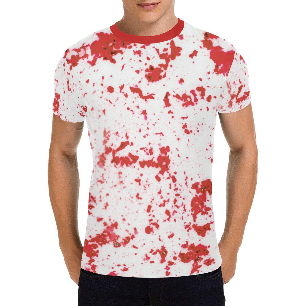 US SIZE Blood Splatter Spatter Halloween Men's Full Print T-Shirt Tee