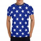 US SIZE Blue White Stars Men's Full Print T-Shirt Tee