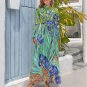 Woman Van Gogh Irises Long Sleeve High Neck Long Dress (Size XS to XL)