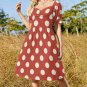 Woman Red White Polka Dot Sweetheart Neck Puff Sleeve Dress (Size 2XS to 6XL)
