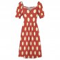 Woman Red White Polka Dot Sweetheart Neck Puff Sleeve Dress (Size 2XS to 6XL)