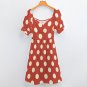 Woman Red White Polka Dot Sweetheart Neck Puff Sleeve Dress (Size 2XS to 6XL)