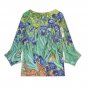 Women's Irises Van Gogh V-Neck Petal Sleeve Blouse (Size S-5XL)