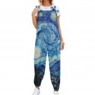 Woman Van Gogh Starry Night Baggy Suspender Jumpsuit (Size S-3XL)