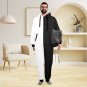 Two Tone Black and White Flannel Hooded Onesie Pajamas For Adults