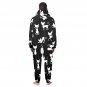 Cat Silhouette Black Flannel Hooded Onesie Pajamas For Adults