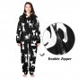 Cat Silhouette Black Flannel Hooded Onesie Pajamas For Adults