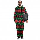 Ugly Christmas Flannel Hooded Onesie Pajamas For Adults