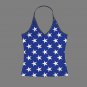 Stars Blue V-neck Halter Open Back Tank Top (Size 2XS - 2XL)