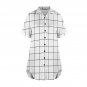 Aesthetic Minimalist White Grid Button Front Shirt Dress (Size XS - 5XL)