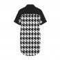 Houndstooth Black Tone Button Front Shirt Dress (Size XS - 5XL)