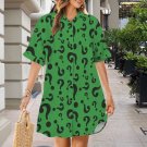 Riddler Green Questions Button Front Shirt Dress (Size XS - 5XL)
