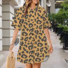 Leopard Pattern Button Front Shirt Dress (Size XS - 5XL)