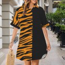 Tiger Stripes Black Tone Pattern Button Front Shirt Dress (Size XS - 5XL)