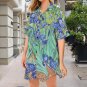 Irises Flower Van Gogh Button Front Shirt Dress (Size XS - 5XL)