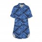 Blue Cloud Mega Mendung Batik Button Front Shirt Dress (Size XS - 5XL)