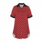 Red Polka Dot Black Tone Button Front Shirt Dress (Size XS - 5XL)