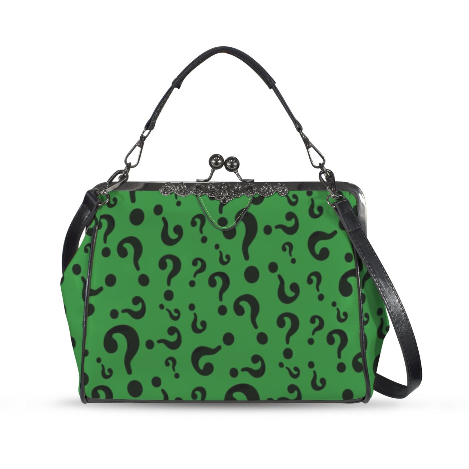 Riddler Green Questions Kisslock Crossbody Shoulder Bag