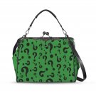 Riddler Green Questions Kisslock Crossbody Shoulder Bag