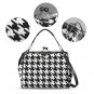 Black White Houndstooth Kisslock Crossbody Shoulder Bag